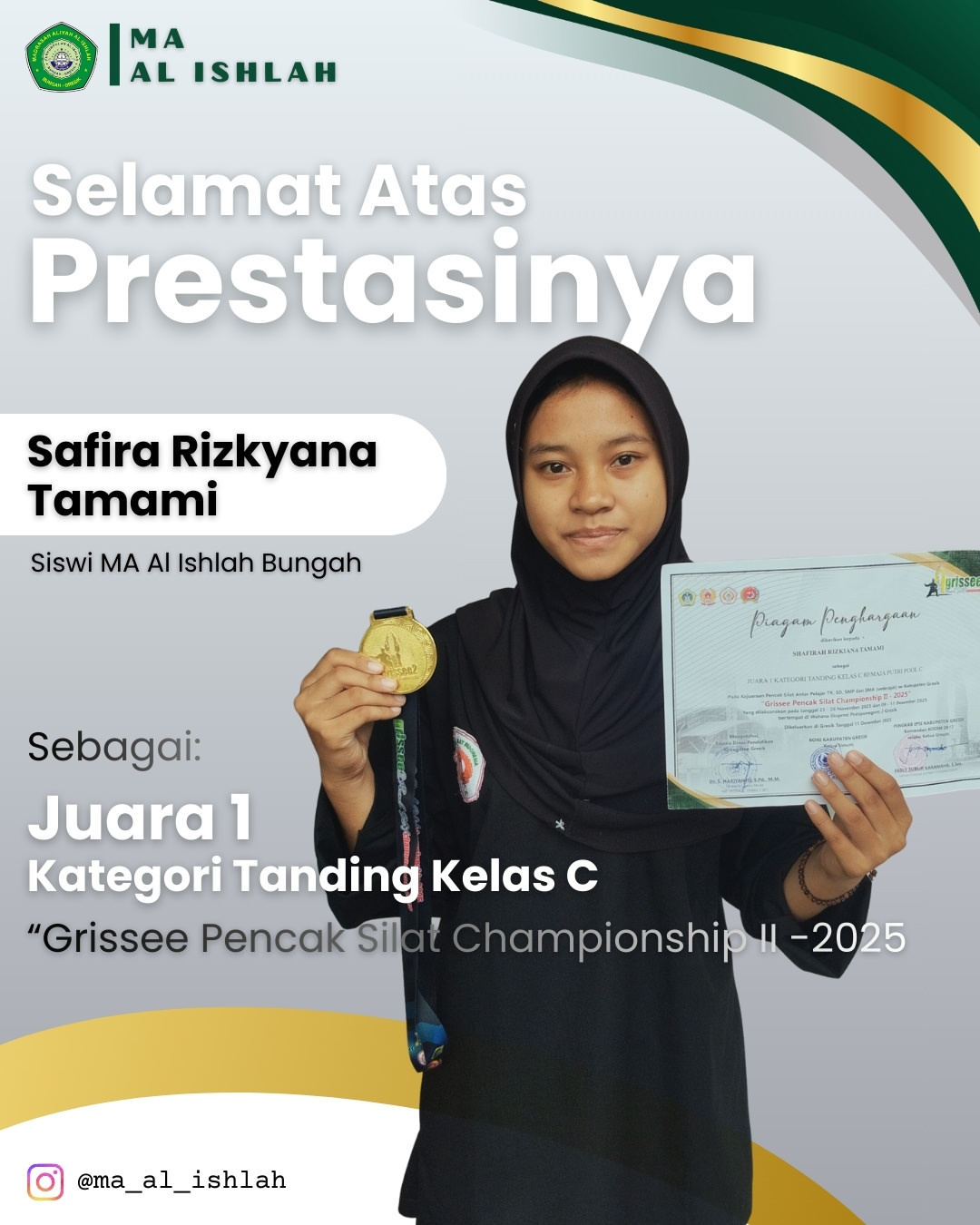 Safira Rizkyana Tamami - Juara 1 Grissee Pencak Silat Championship II 2025